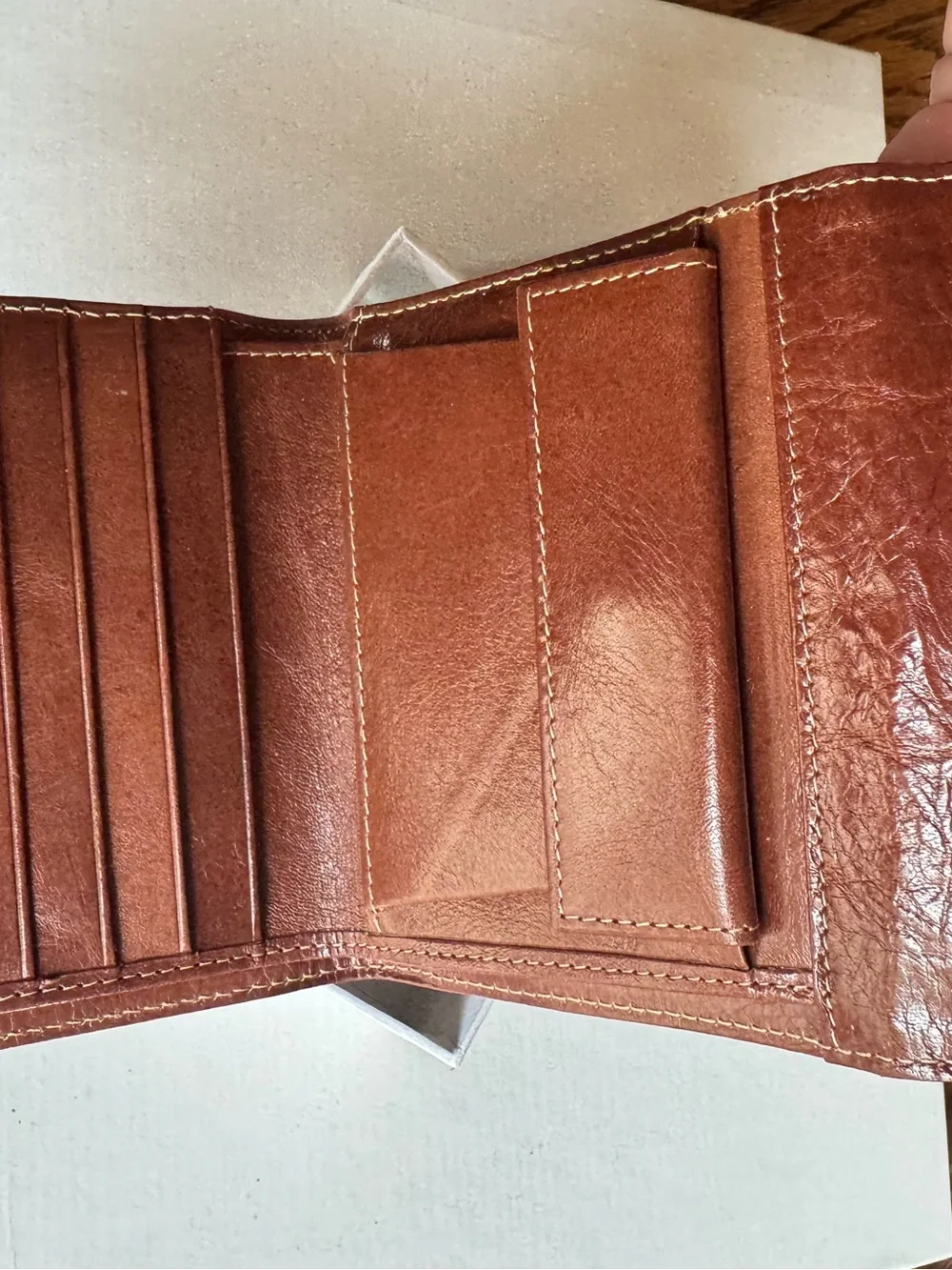 Dior Men’s Tan and Brown Ribbed Leather Wallet